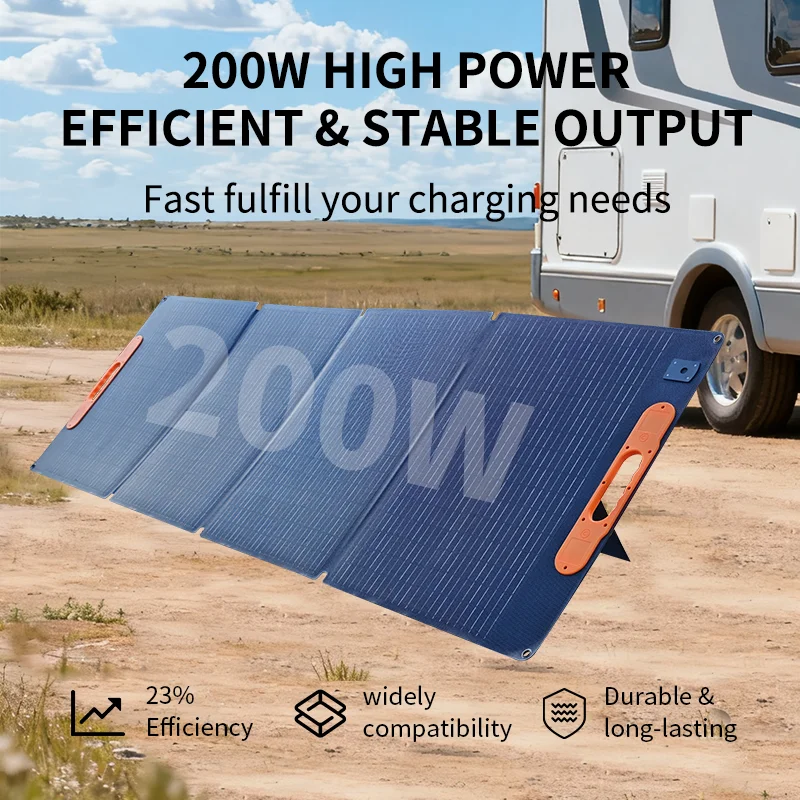 لوحة شمسية قابلة للطي بقدرة 200 وات محمولة لشحن مولد الطاقة للتخييم في الهواء الطلق
