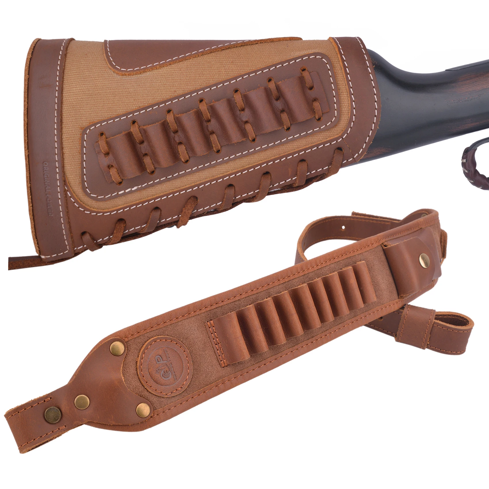 Imagem -02 - Canvas Leather Buttstock Munição Titular com Pistola Acolchoada Sling Macked. 308. 45 a 70. 30 06 44mag