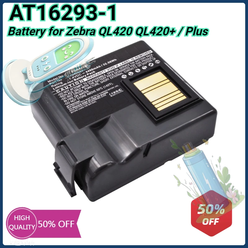 

4400mAh New Replacement Battery AT16293-1 for Zebra QL420 QL420+ Plus Powerful Rechargeable Batteries High Capacity