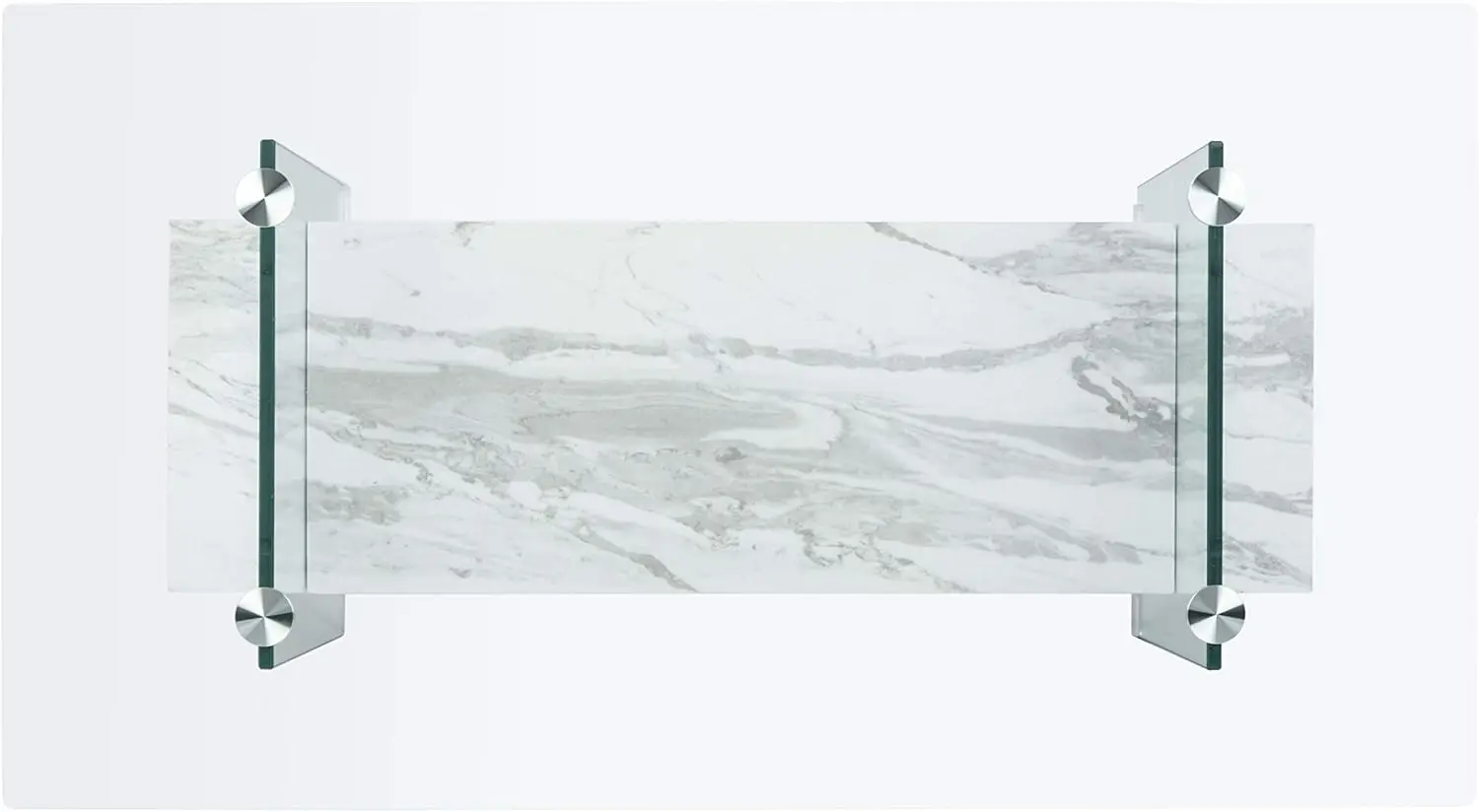 Faux branco mármore e vidro Coffee Table