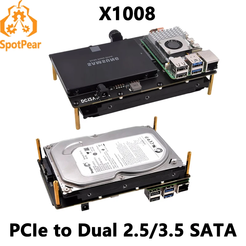 raspberry pi pcie para 25 35 sata hdd ssd dual double sata nao e proveniente de sata ou ssd x1008 01