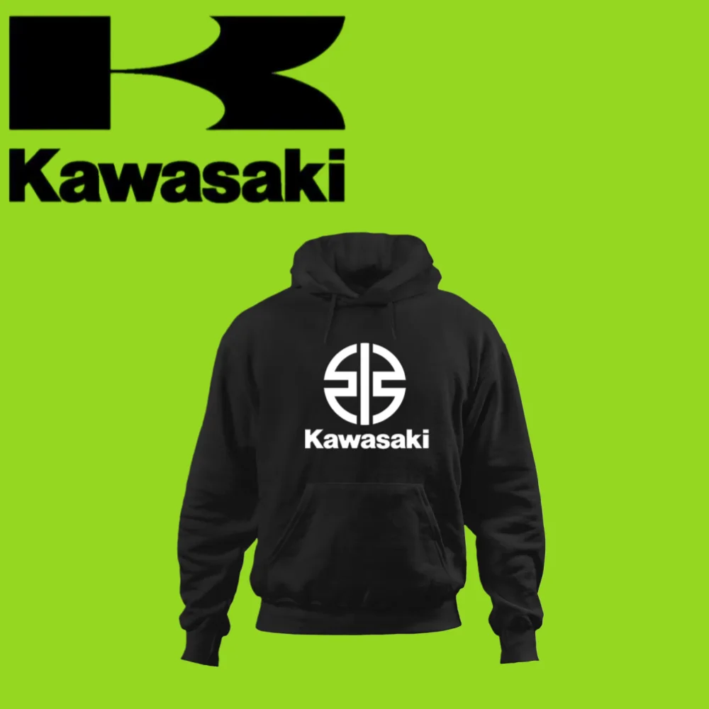 

2025 New Kawasaki Logo Men's Hoodie Y2K Fashion Outdoor Sports Autumn/Winter Printed 100% Pure Cotton Loose Casual Hoodie