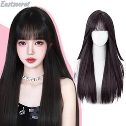 EASTSECR Black Hair Long Straight Wigs for Women Natural Hair Synthetic Wigs Daily Cosplay Heat Resistant