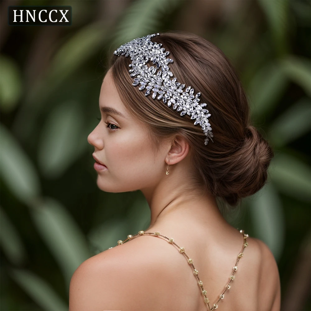 HNCCX Handmade Wedding Hair Rhinestone  Accessories Luxury Bridal Headband Crystal Headwear Pageant Crown Headdress CP444 ﻿