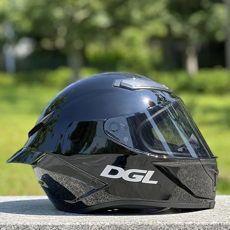 DOT Approved Original DGL Brand Bright Black Helmet Motorcycle Full Face Motorcycle Helmet Riding Spoiler Unisex Helmet Casque