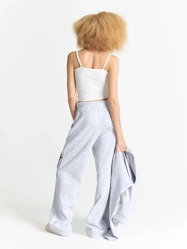 Tienda en línea Cactus Plant Flea Market X Pantalones de pierna recta de algodón para mujer Pantalones largos Street Sle Asimétrico