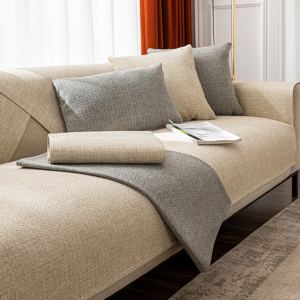 Jingyanxijie Cotton and Linen Four Seasons Universal Non-Slip Thickened Sofa Cover 3