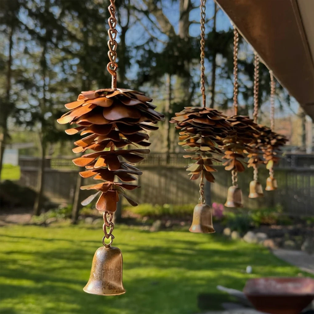 

Hot! 1PC Cross-Border Easter Pinecone Wind Chime Metal Outdoor Wind Chime Decoration Pinecone Christmas Pendant