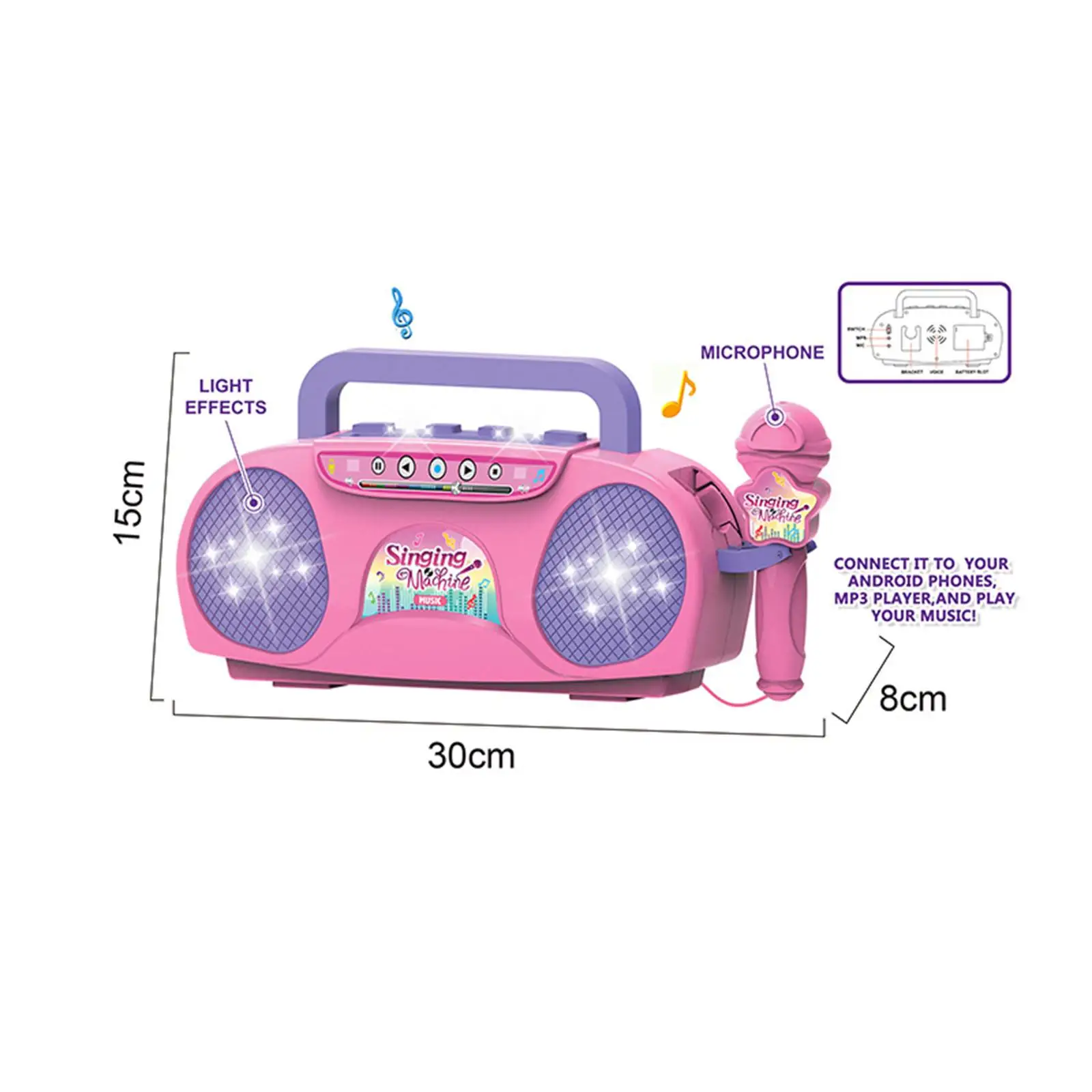 Micrófono para niños, máquina de Karaoke, Mini altavoz, regalos de cumpleaños, juguete educativo estéreo multiusos, portátil para viajes de Picnic