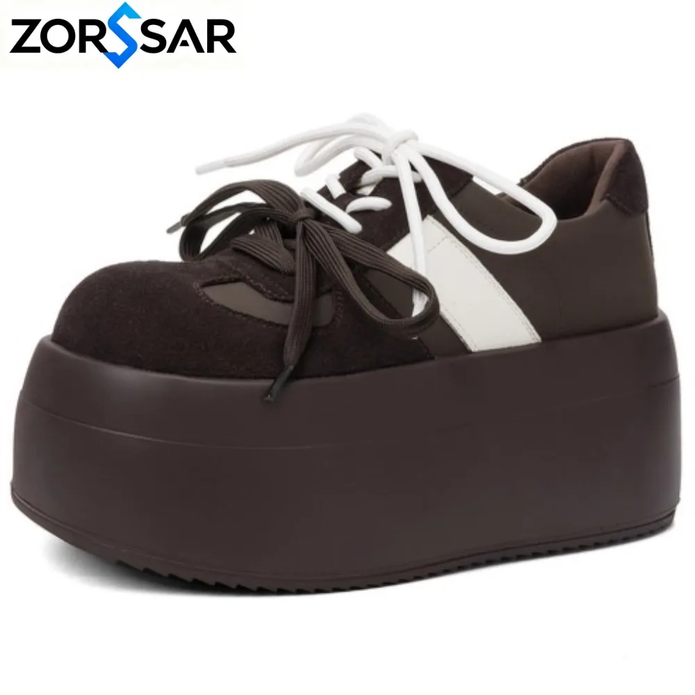 New High Platform Sneakers Women's Lace Up Trainers Chunky Shoes Woman Designer Cow Suede Runway Shoes Youth Elevated Sneaker