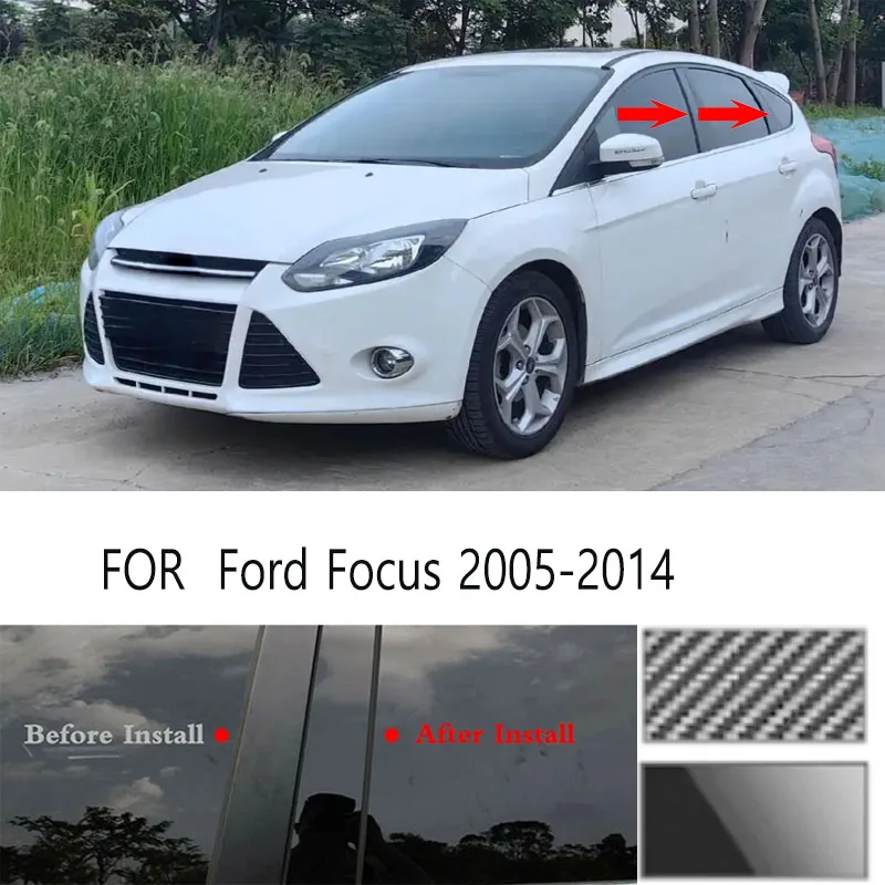 

For Ford Focus 2005-2014 Glossy Black Window Door Column B C Pillar Post Cover Trim Auto Sticker Styling