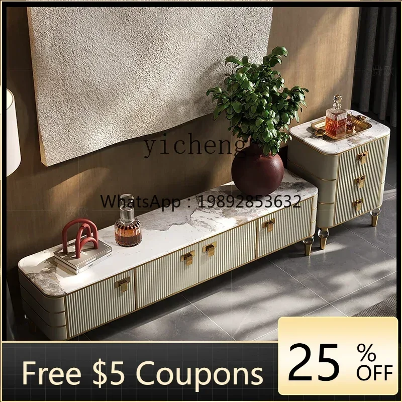 

light luxury TV cabinet coffee table combination Italian living room marble floor cabinet bedroom TV cabinet