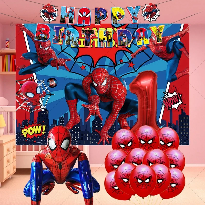 Palloncini per feste Spiderman Set tema supereroe Ballon in lattice decorazioni per feste di compleanno per bambini palloncino Baby Shower Air Globos