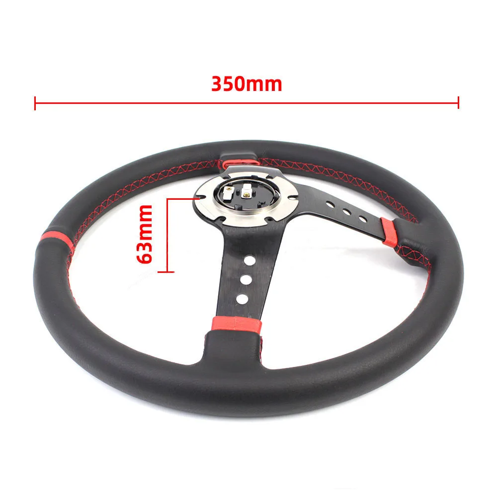 Universal 14 Inch 350mm Flat Steering Wheel Suede&Leather Racing Drift Steering Wheel Tools Car Modification Accessories