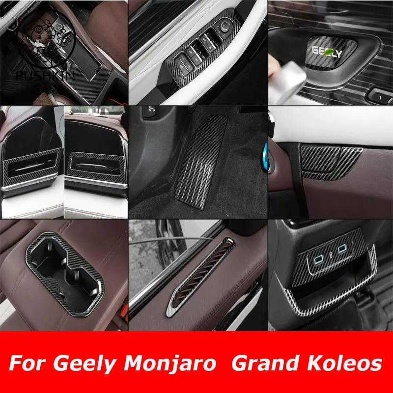 

For Geely Monjaro Grand Koleos 2023 2024 2025 Car carbon fibre titanium Color Interior Decoration Cover Stickers ABS Accessorie