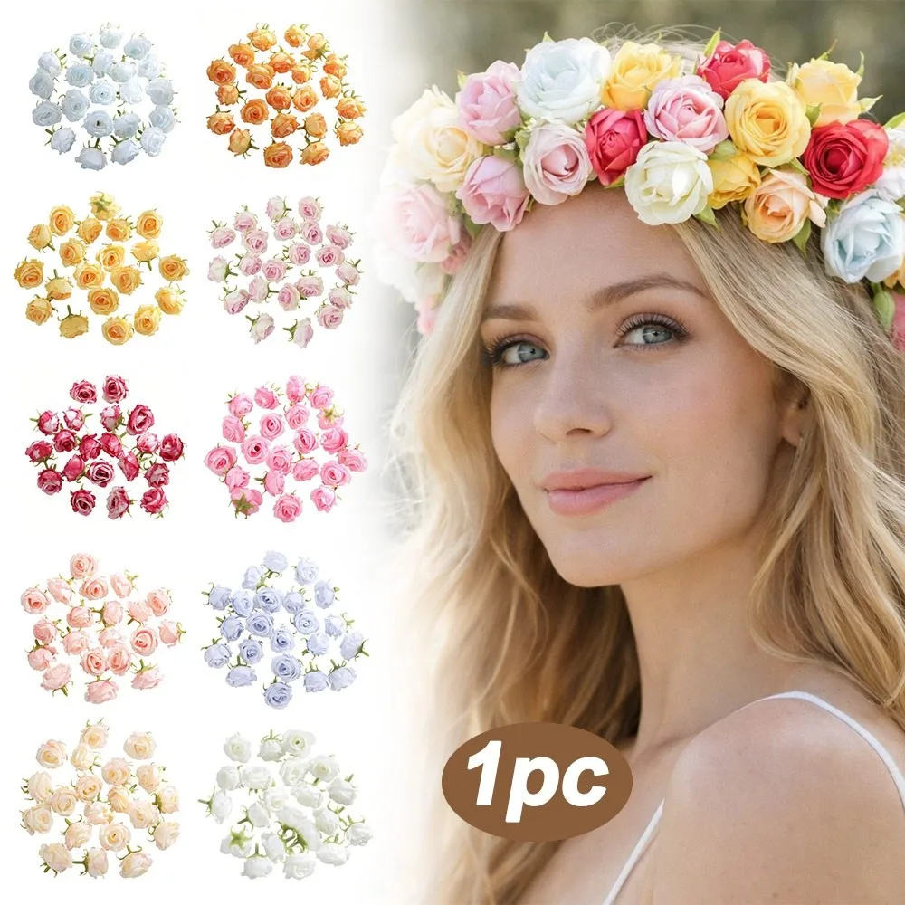 1pc Fashion Silk Artificial Flowers Diy Craft Table Wreath Rose Flower Head Soft Realistic Home Decoration Valentine's Day Gift