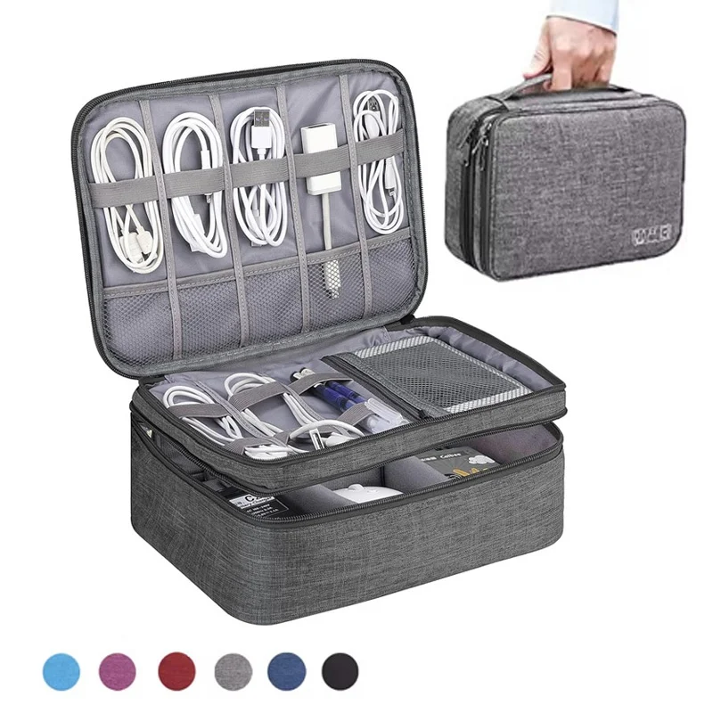 متعددة الوظائف سعة كبيرة مقاوم للماء منظم إلكتروني رقمي USB كابل نقل بيانات شاحن سماعة سلك حقيبة تخزين السفر #1