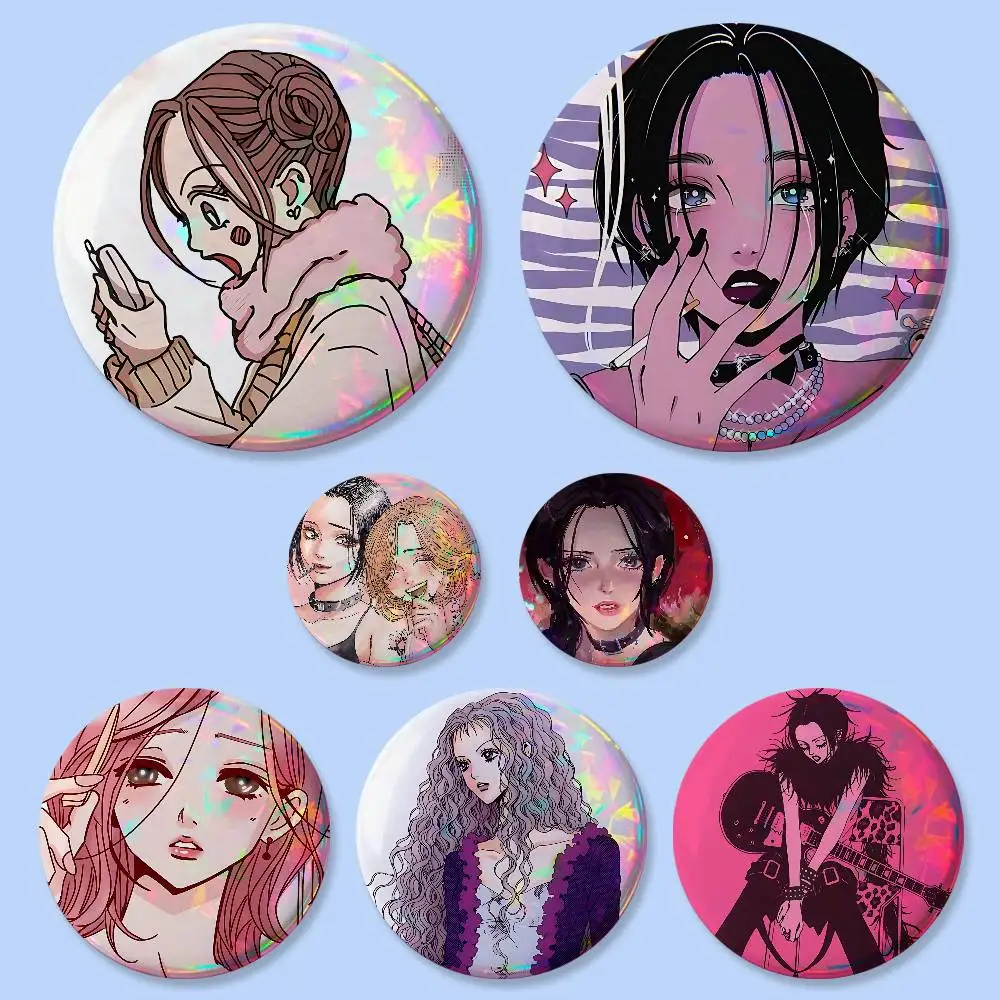 N-NANA Anime-Abzeichen 25 32 44 58 75 mm Runde Cosplay-Pins Taschendekoration Fans Sammlerstücke Freunde Geschenke Brosche Souvenir