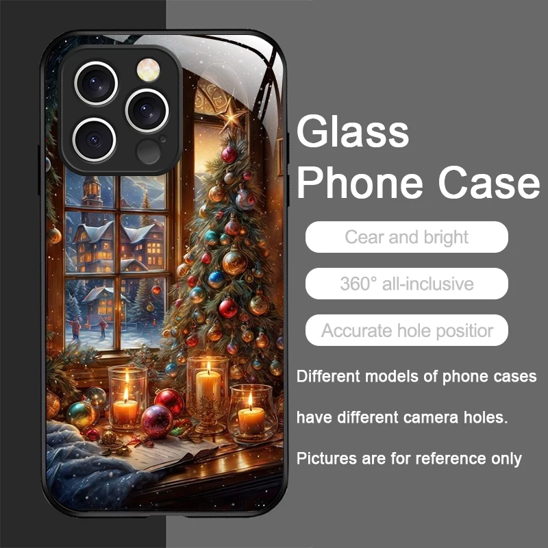 Kerstboomcadeau Besneeuwde stad Landschap Creatieve telefoonhoes voor iPhone 17 16 Pro Max 15 14 13 12 Mini 11 Pro XS XR 7 8 Plus Cover