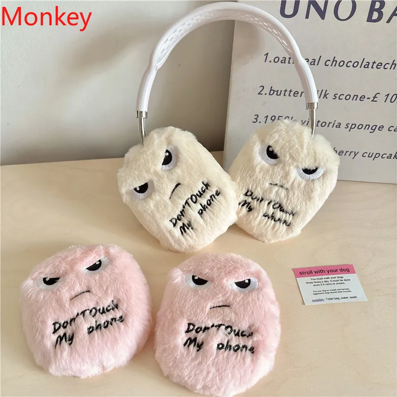 Korean Expression Cute Funny Fluffy Fur Case Soft Protective Cases For AirPods Max Wireless Headphone Earphone Accessories Cover