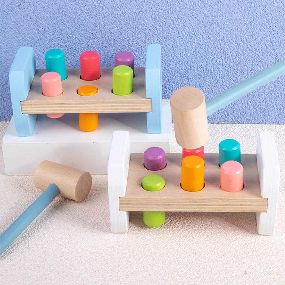 

Wooden Hammering Toy Set Kids Educational Cartoon Appearance Smooth Surface Whack Game Plaything Lightweight Portable For