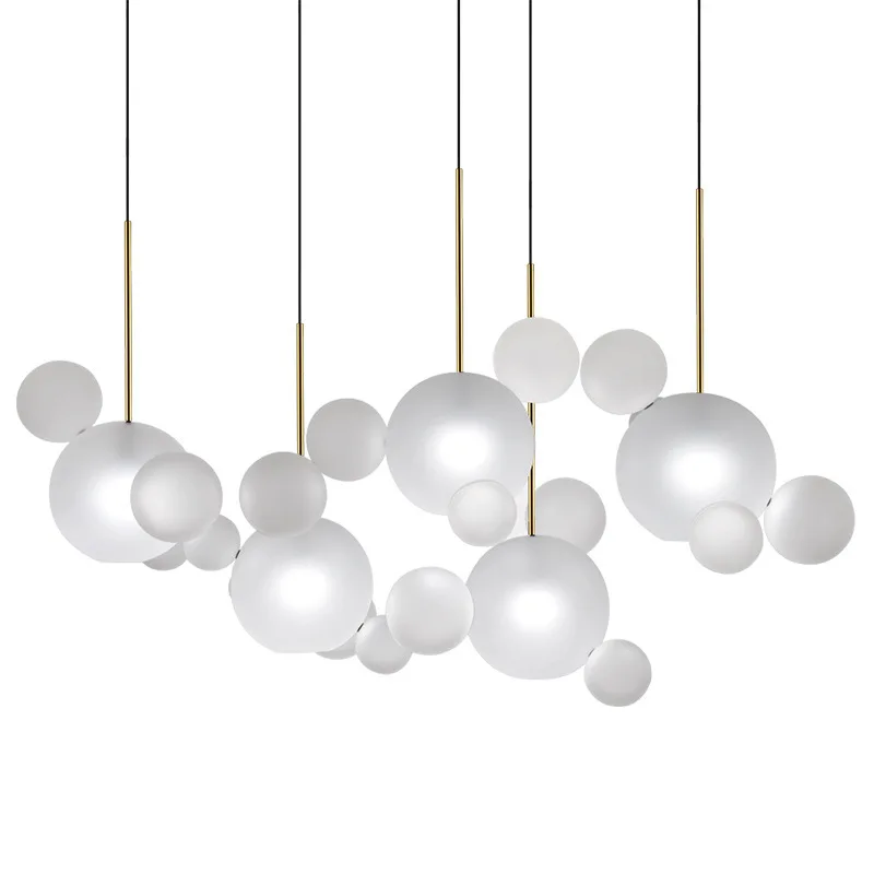 

Nordic, modern minimalist, round ball, frosted, glass chandelier