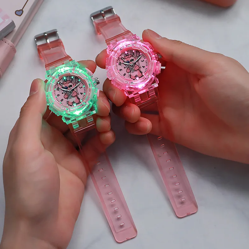 Stitch Led Glowing Flash Watch Children Watches Toys Fashion Quartz Wristwatch Disney Christmas Gifts Kids Party small gifts