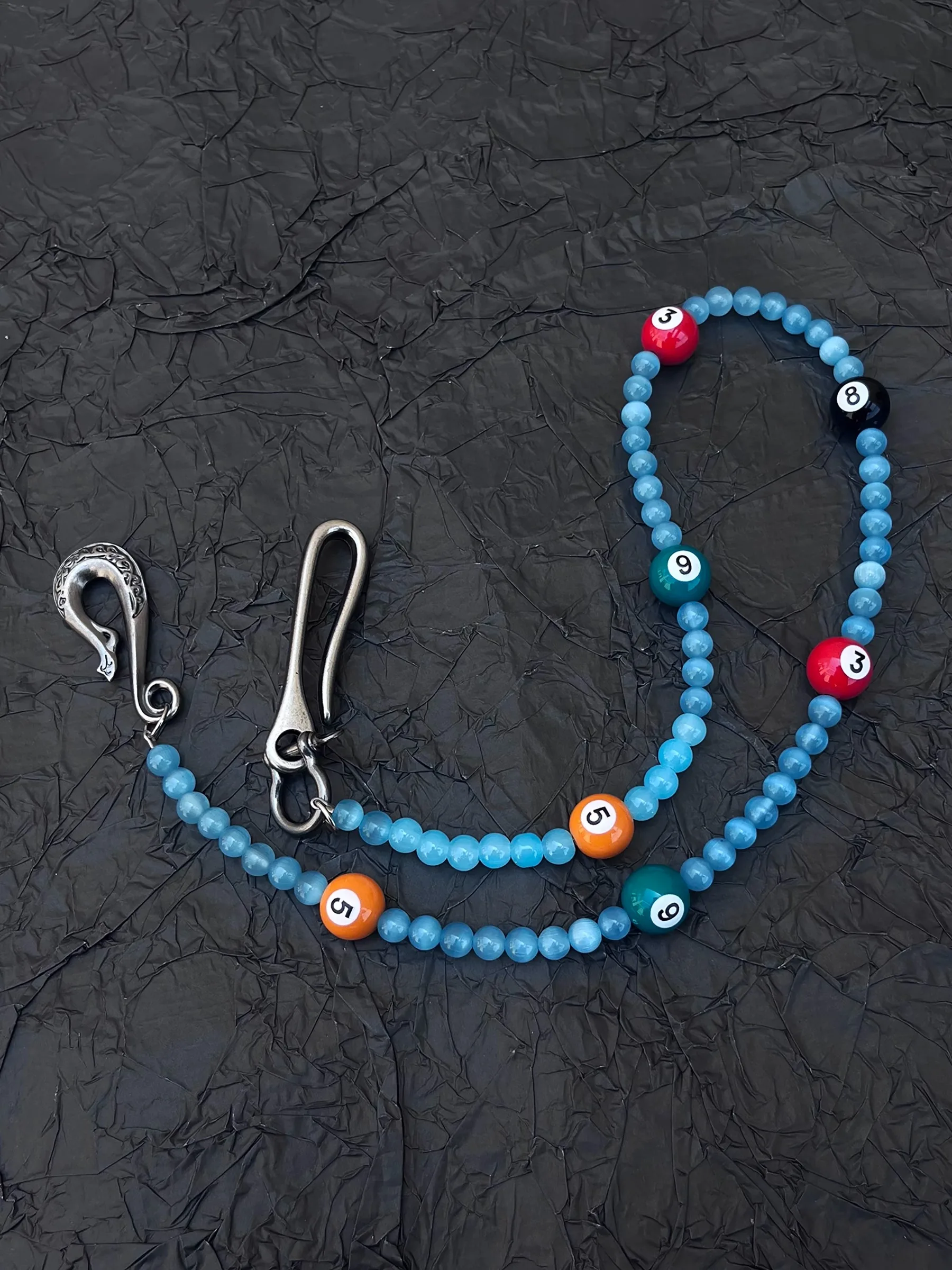 オリジナルクリーンフィットレトロブルーキャットアイストーンパンツチェーンアクセサリーメンズウエストチェーンヒップホップスタイル合金バックルユニセックス