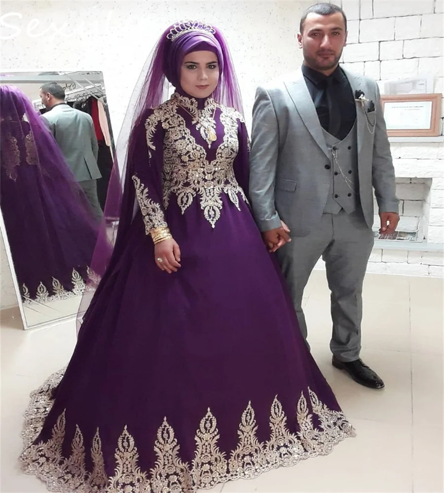 

Traditional Purple Turkish Evening Dress Elegant Caftan Moroccan Prom Dress Islamic Muslim Formal Party Vestio Novia Customized