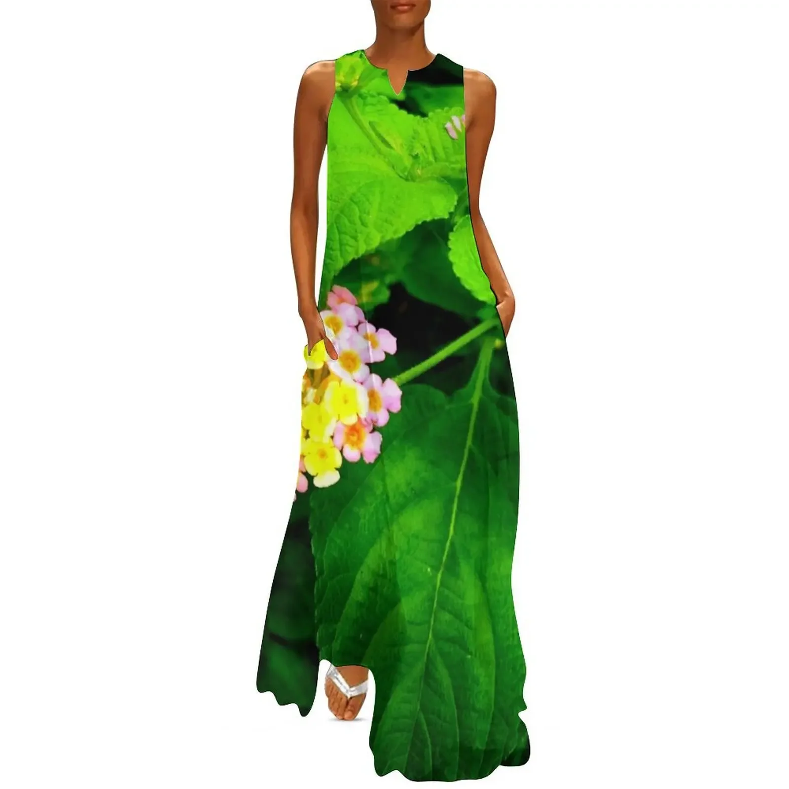 

Leaf with flowers Long Dress women dresses elegant chic women dresses promotion Dress