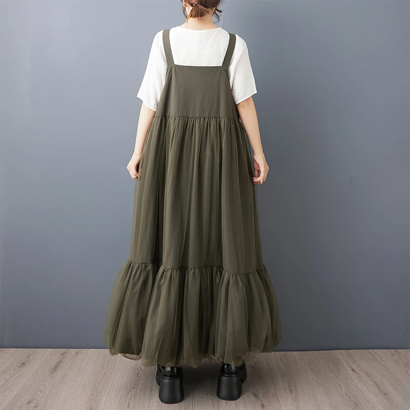 mode mesh splitsen hangende bloemknop rok ontwerp gevoel verborgen gesp rits schouderband verstelbare schouderband rok