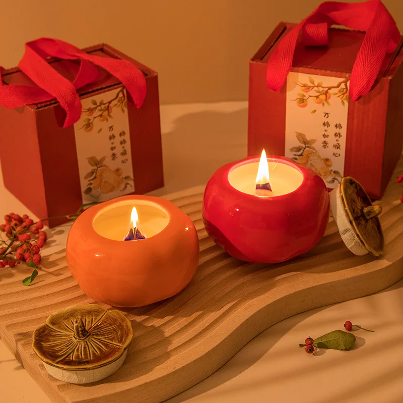 

Persimmon Gardenia Jasmine Freesia Rose Aromatherapy Candle Gift Box for Newlyweds Birthday Gifts Soy Wax Fragrance