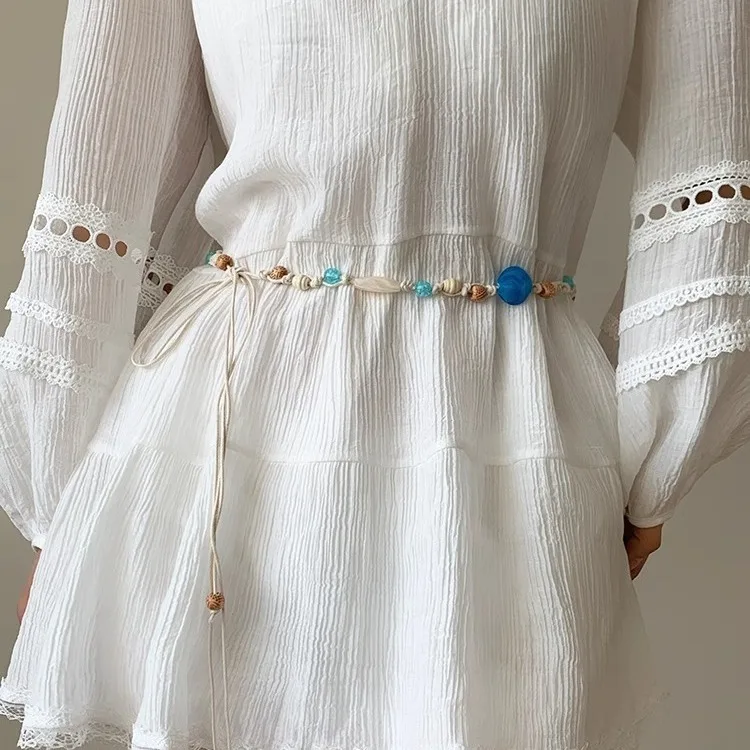 Boho Handmade Braided Thin Waist Belt for Women, Ethnic Adjustable Dress Decor Waist Chain, Trendy Bohemian Body Accessory
