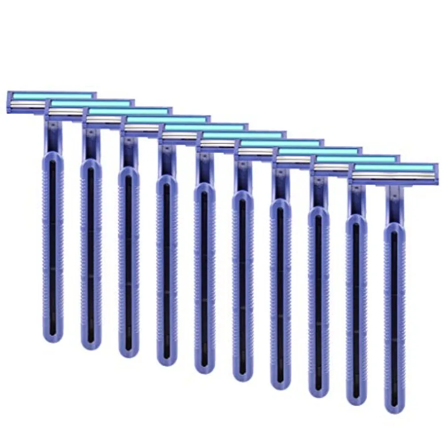 10PCS Disposable Razor Stainless Steel Twin Blade Non-Slip Handle For Men Shaving Home Travel Use