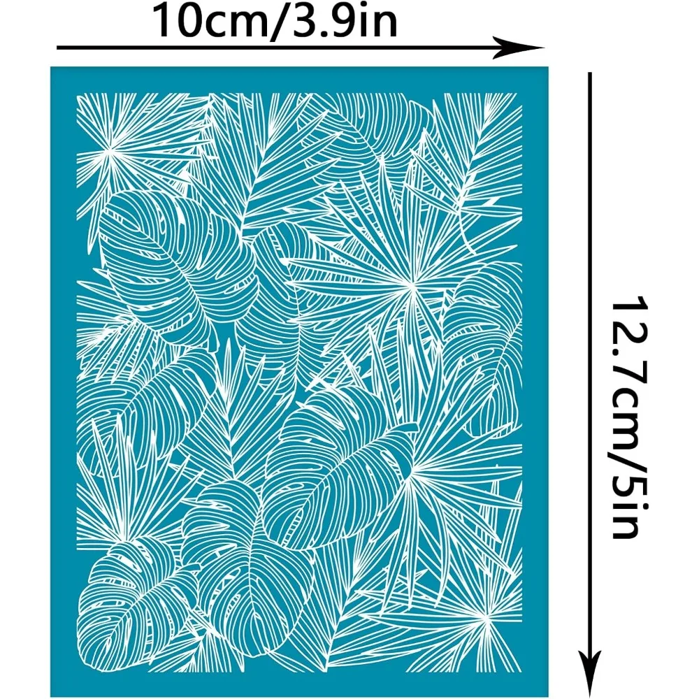 4x5 Inch Monstera Clay Stencils Dypsis Lutescens Silk Screen for Polymer Clay Tropical Plant Leaf Silk Screen Stencils Mesh