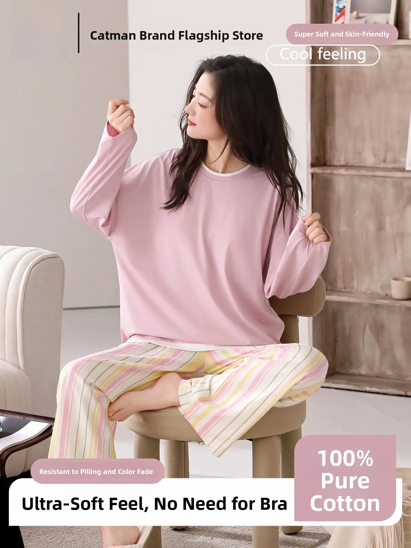 pure-cotton-long-sleeve-sleepwear-women's-style-autumn-winter-new-sweet-can-be-worn-outside-home-clothes-set-man