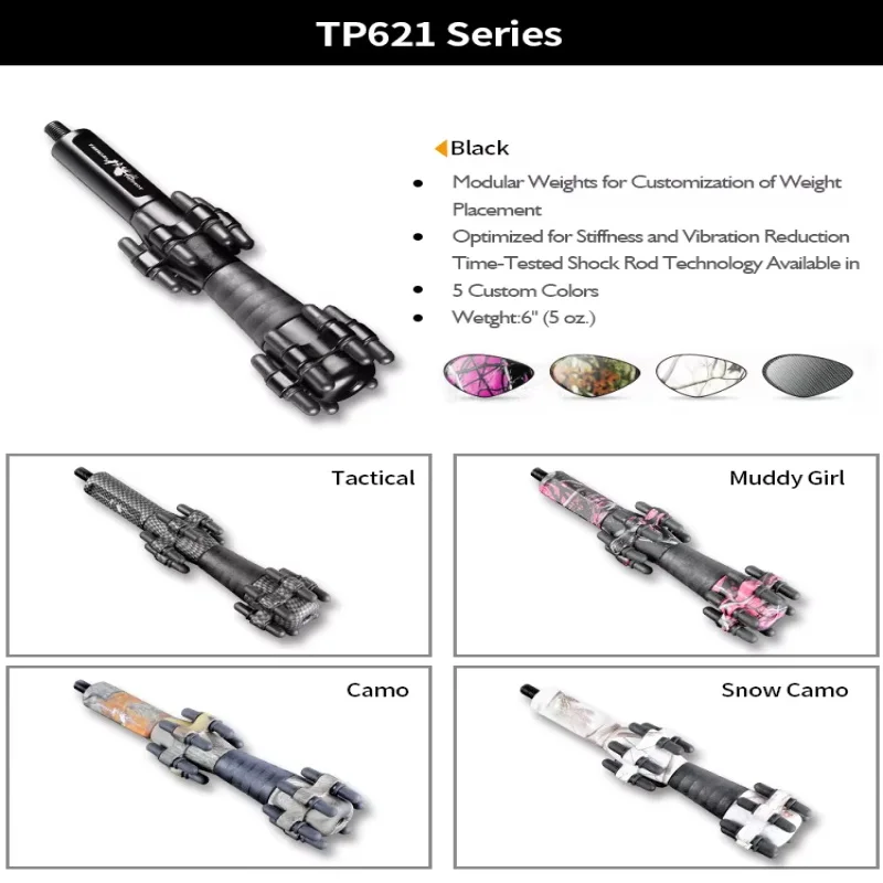 Topoint-Compound Bow Stabilizer, Shock Absorber, Equalizing Bar for Archery Hunting Shooting, 6.5in, Tp621