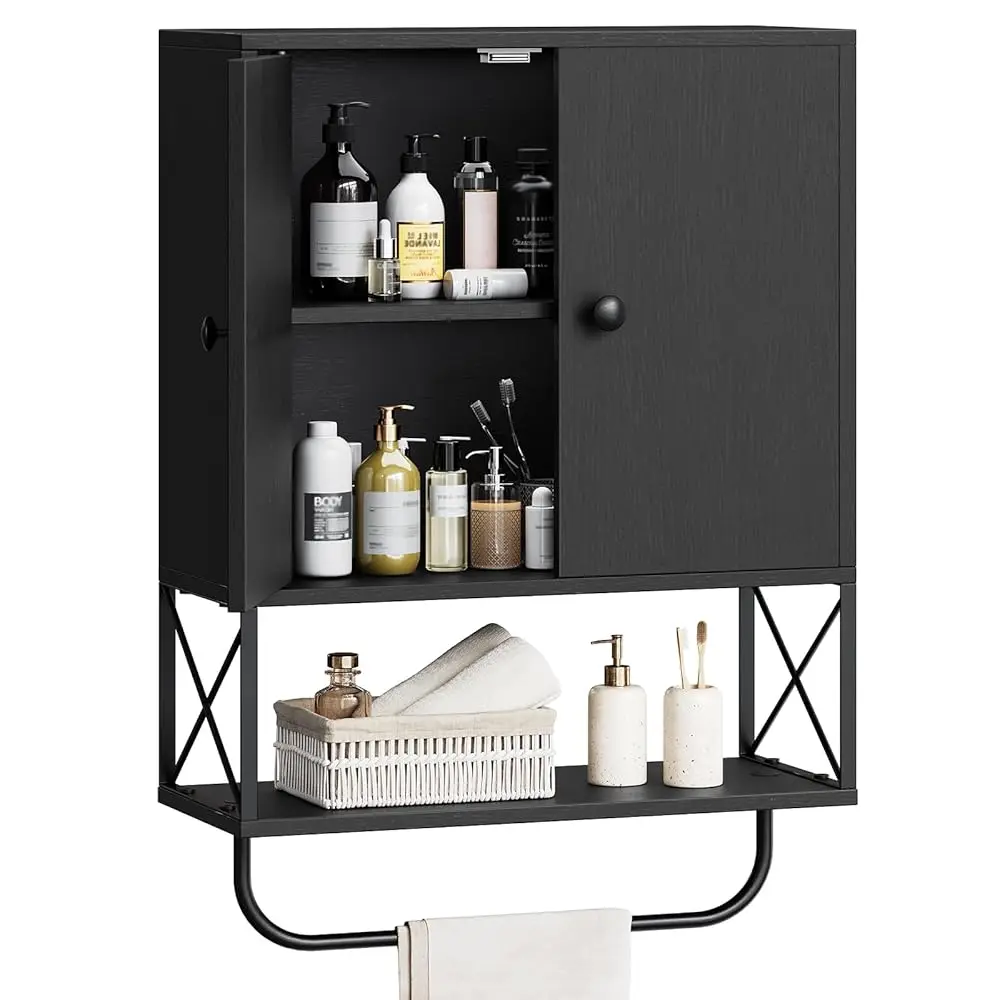 

Bathroom Wall Cabinet With 2 Door And Adjustable Shelf, Farmhouse Medicine Cabinet With , 3-Tier Wall Mounted Storage Cabinet