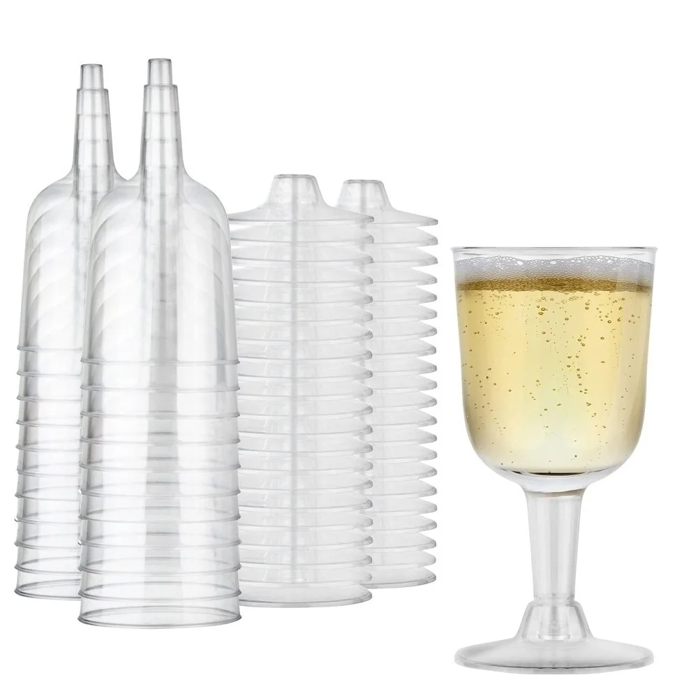 

25pcs Transparent Disposable Wine Glasses Unbreakable 6 Oz Plastic Margarita Glasses Portable Drinking Cup Champagne Goblet