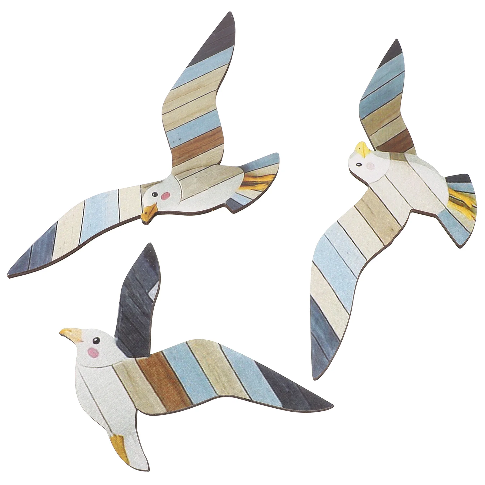 

3 Pcs Home Decor Mediterranean Style Wall Decoration Coastal Nautical Ocean Art Seagull Themed Hanging