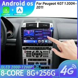 Radio Multimedia Navigation Android14 For Peugeot 407 1 2004- 2011 Wireless Carplay Stereo Screen Car