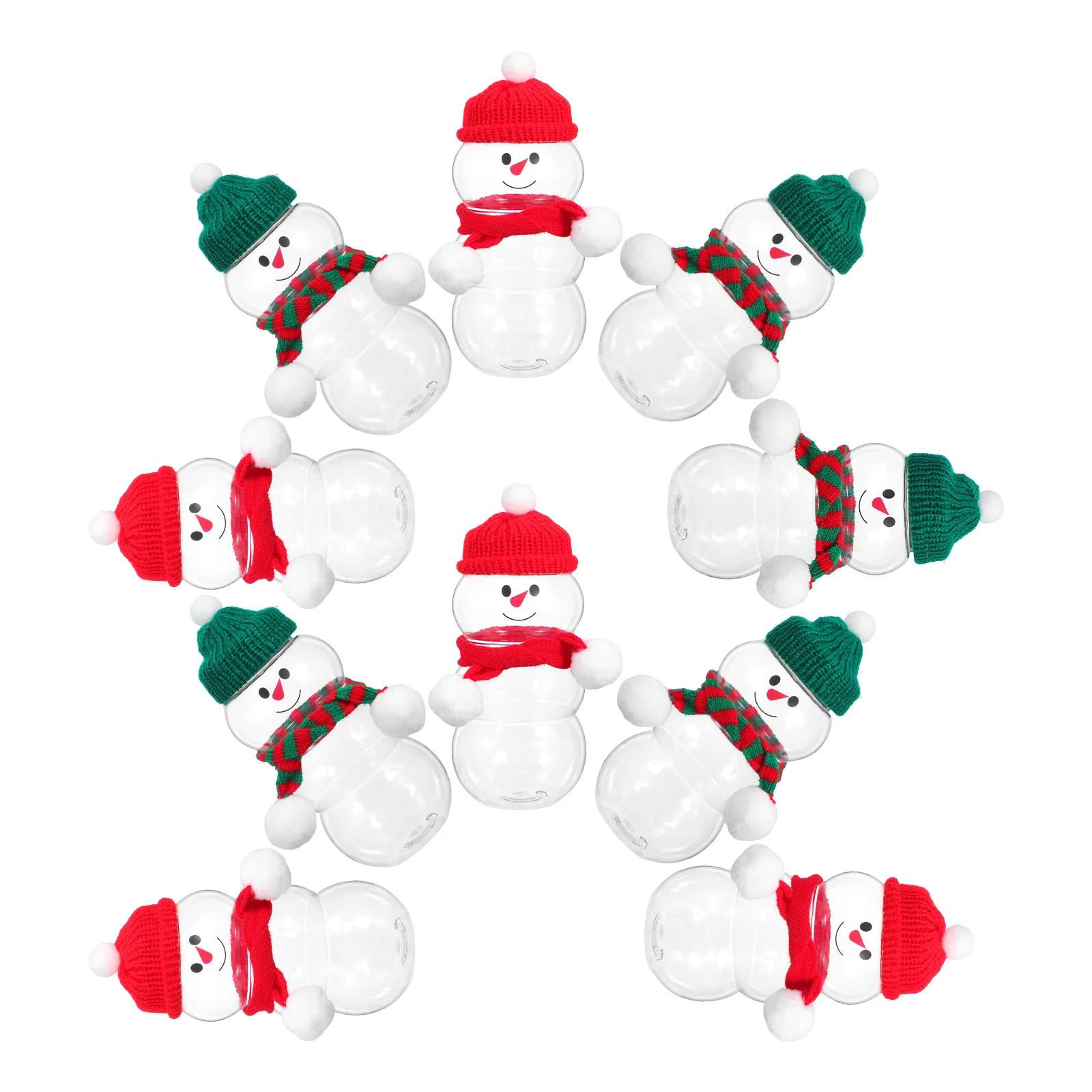 

10Pcs Reusable Snowman Milk Bottles Christmas Party Favors Juice Containers Lids Festive Decorations Plastic Bottles with Caps