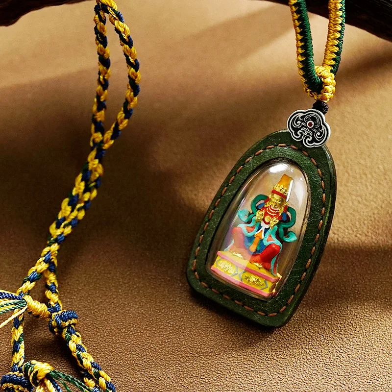 3D Hand Drawn Handmade Polished Tangka Leather Pendants FashionTibetan Gawu Box Protective Set Religious Talisman
