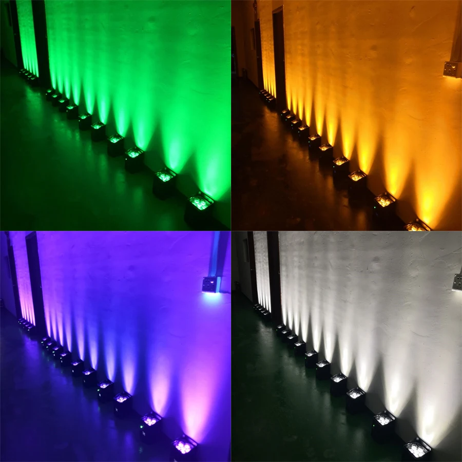 بطارية تعمل بالطاقة Uplights قابلة للشحن الاسمية يمكن 6x18 واط RGBWA + UV LED Uplight 9600 مللي أمبير APP/العن بعد/DMX512 أضواء المسرح التحكم Uplight