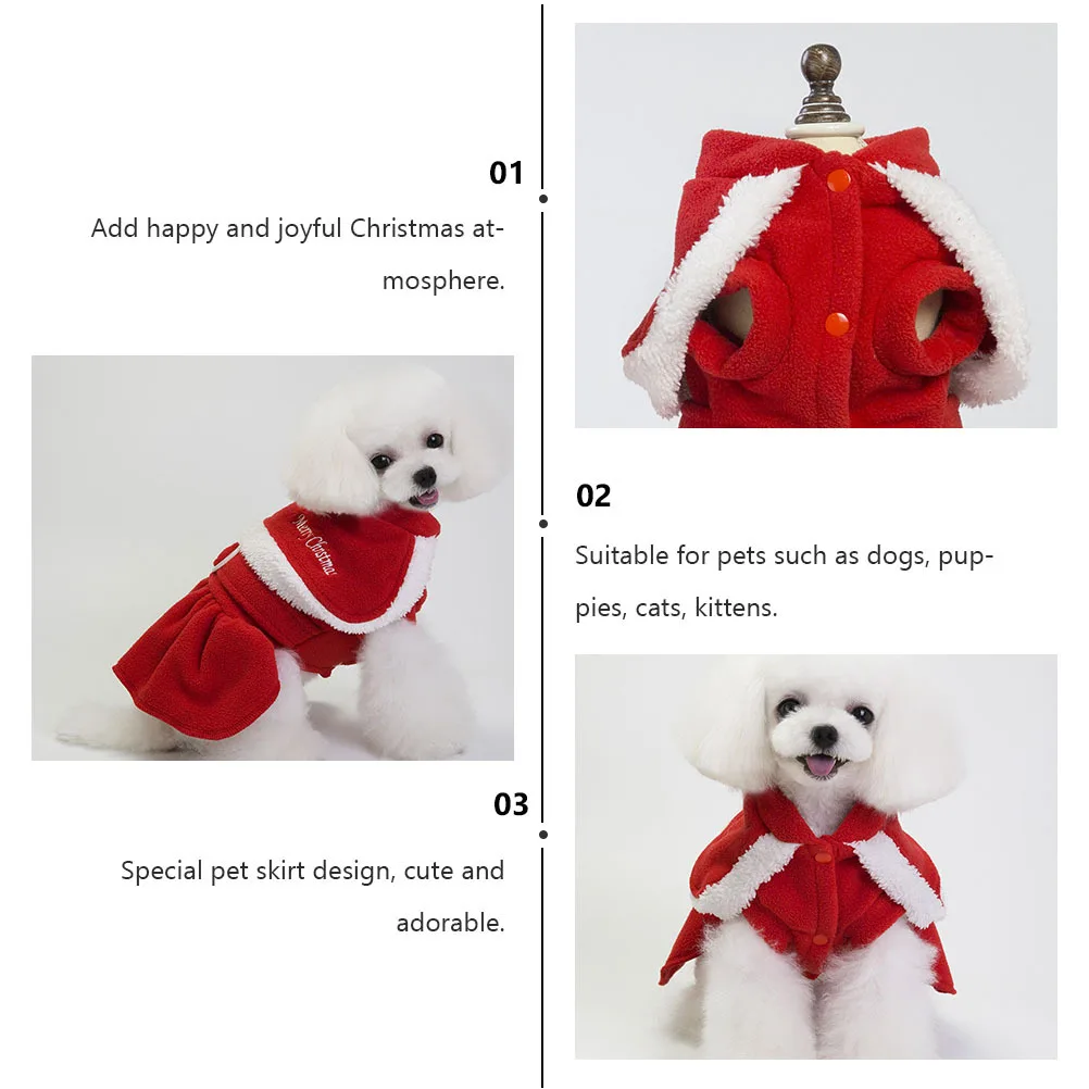 

Adorable Red Christmas Skirt for Pets S Polar Fleece Dog Cat Dress Durable Longlasting Xmas Pet Costume Fleece Pet Cloth