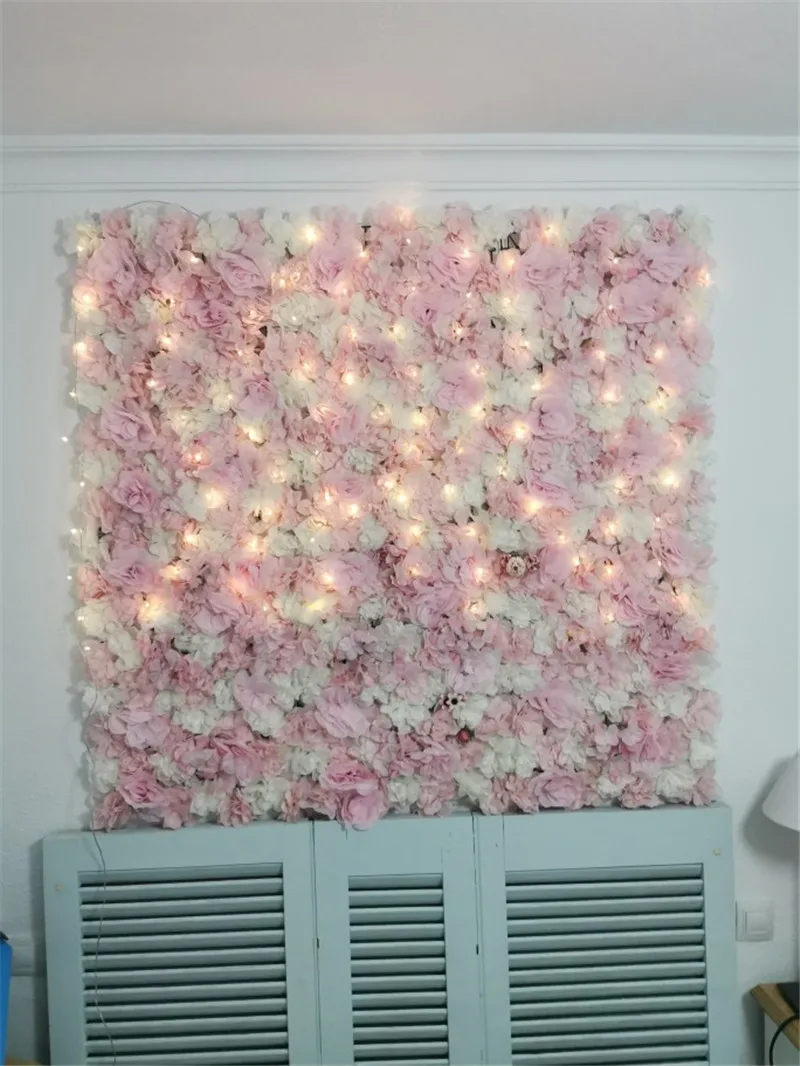 Pared de flores de rosas de seda, Panel de flores artificiales de 40x60cm para fondo de boda, paredes de flores, decoración de fondo para habitación del hogar