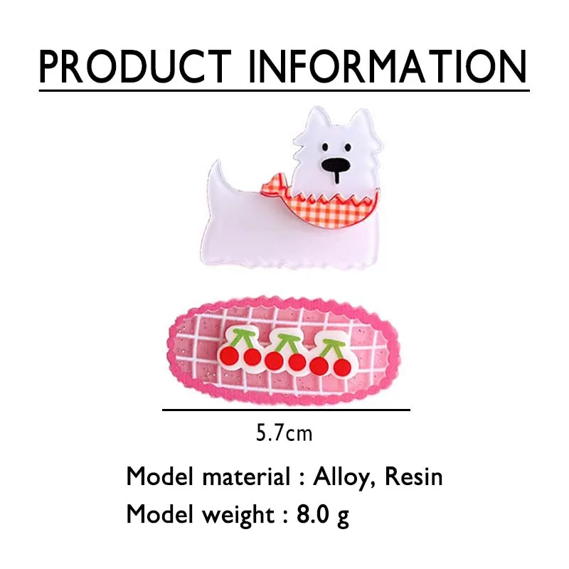 2024 New Trend Alloy Resin Cartoon Dog Duckbill Clip 2PCS School Party Creative Hair Clip Set for Girls Cute Hair Accessories image 6
