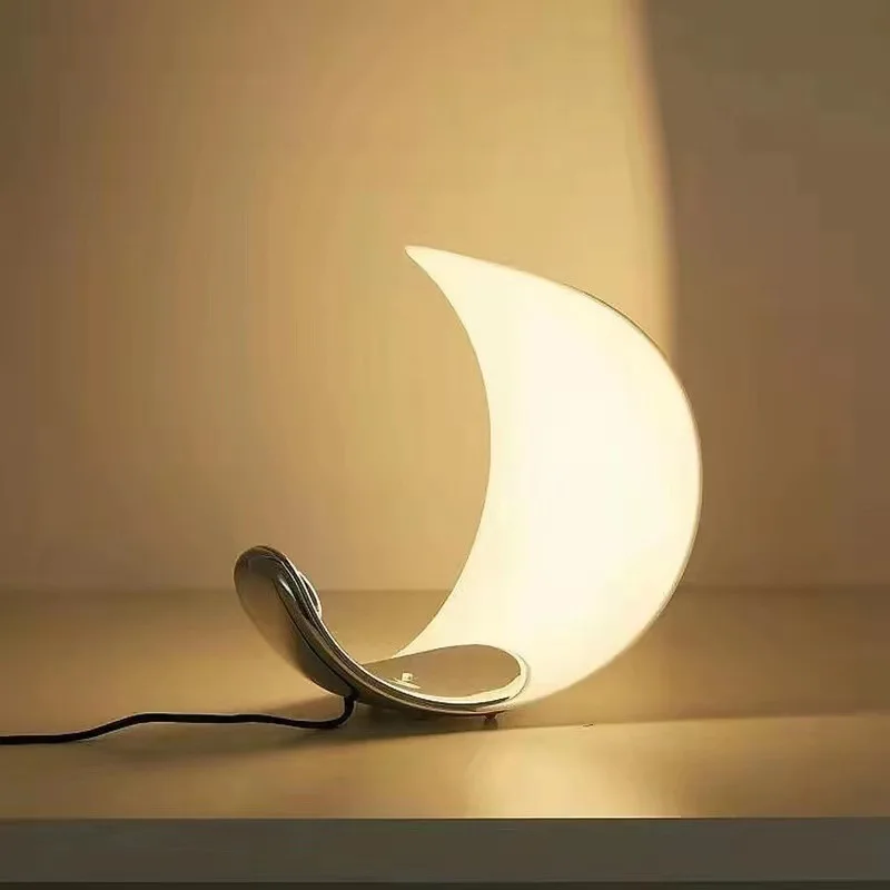 

Nordic Curl Moon Table Lamp Curved Table lamp for Bedroom Study Bedside Decoration Atmosphere LED Designer Night Light