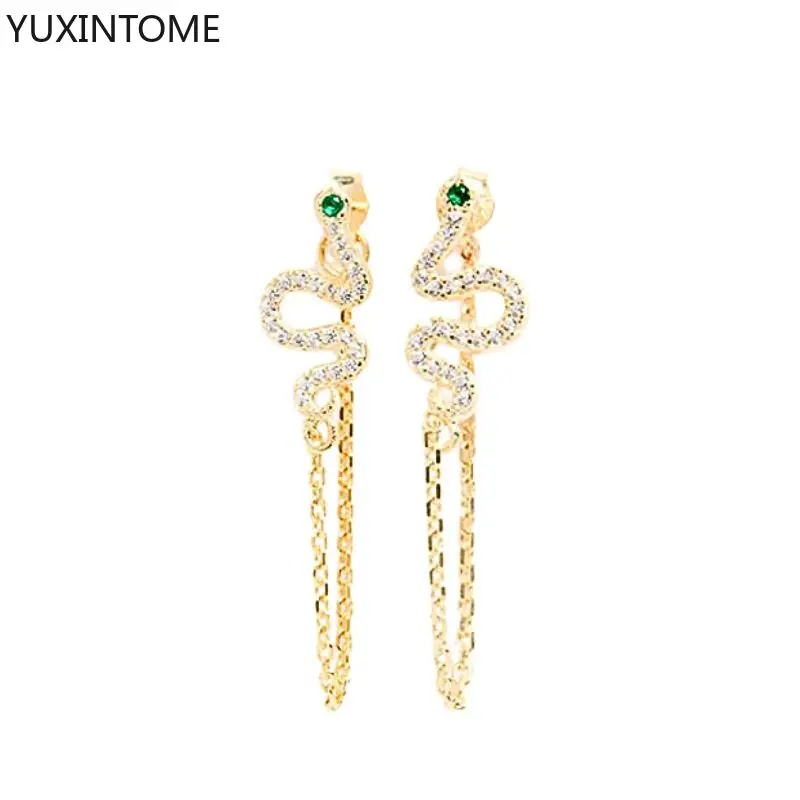 Women's 925 Silver Crystal Tassel Stud Earrings