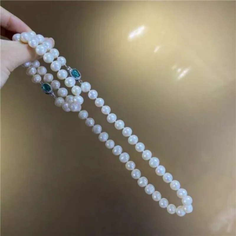 

Gorgeous Set of 9-10mm South Sea White Pearl Necklace &bracelet